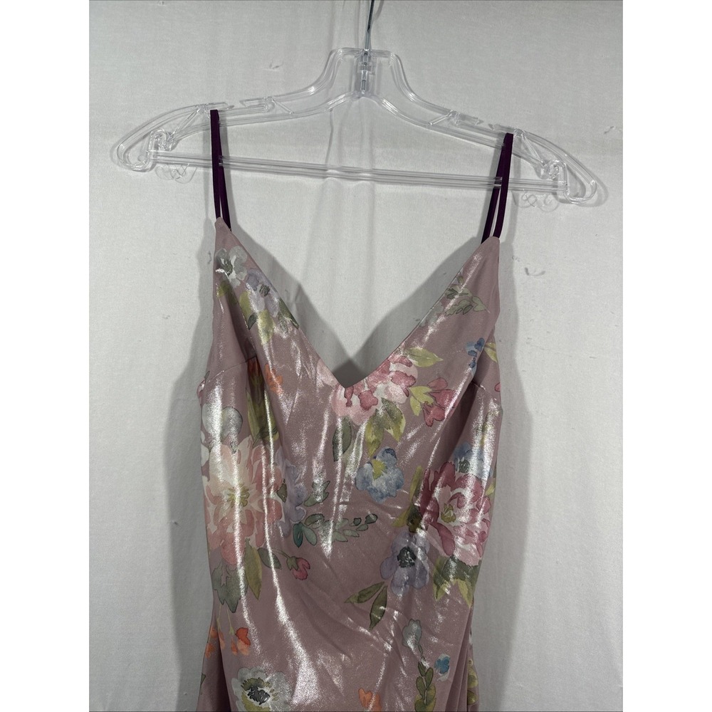 NEW $225 House of CB [ Small ] V Neck ARIA Mauve Floral Maxi Slip Dress‎ #7097 - Picture 11 of 16
